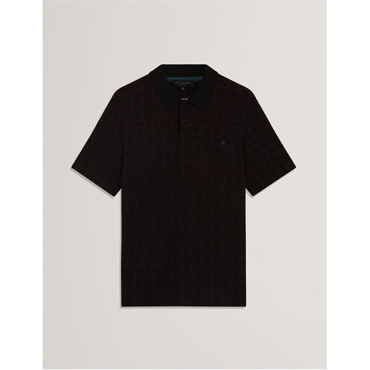 Ted Baker Men's Black Jacquard Short-Sleeve Polo Shirt