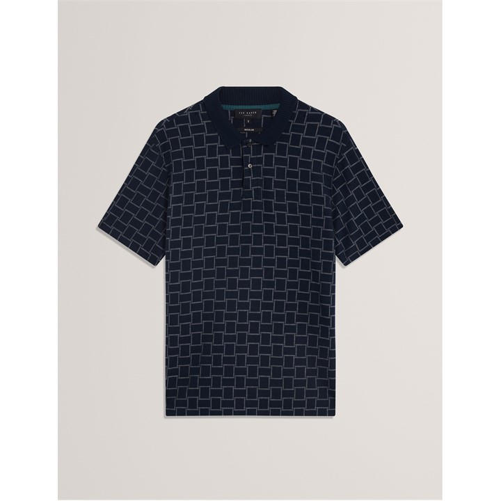 Ted Baker Men's Blue Jacquard Short-Sleeve Polo Shirt