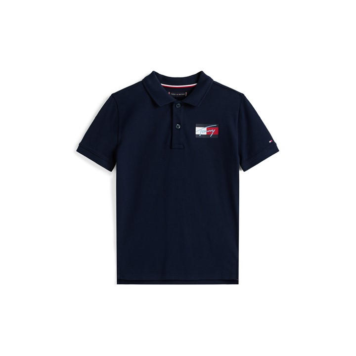 Tommy Hilfiger Boys Blue Tommy Scrpt Flg Polo -