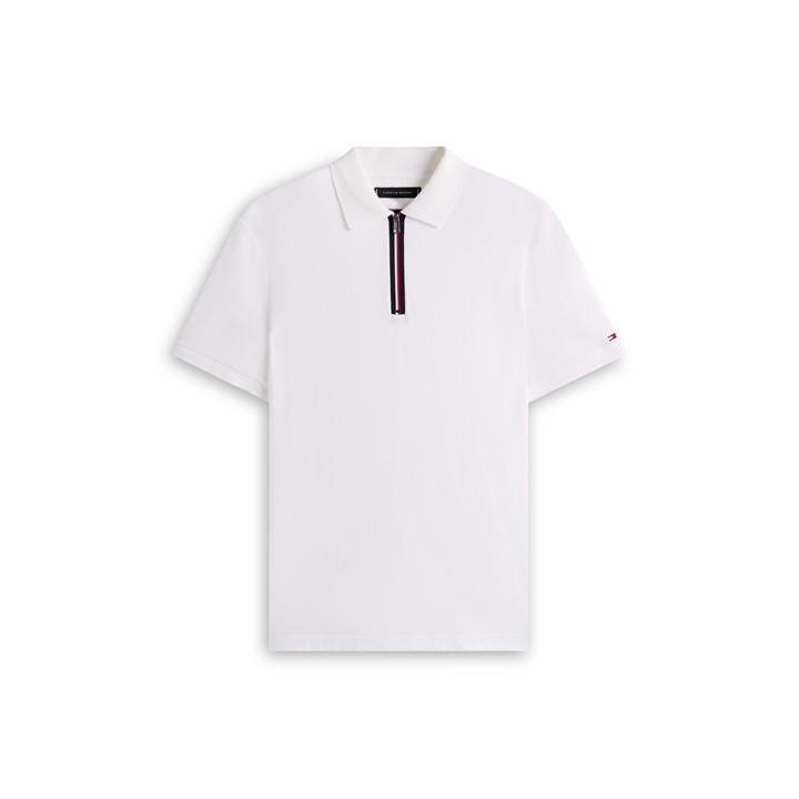 Tommy Hilfiger Men's White Tommy Zip Polo Medium