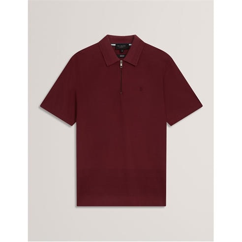 Ted Baker - Men's Textured Zip Short Sleeve Polo Shirt