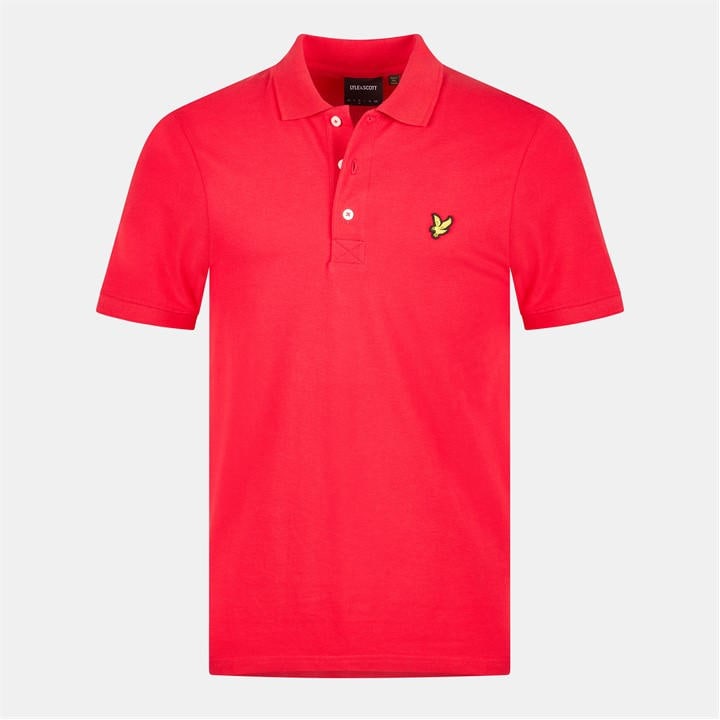 Lyle And Scott Men's Red Basic Short Sleeve Polo Shirt Small