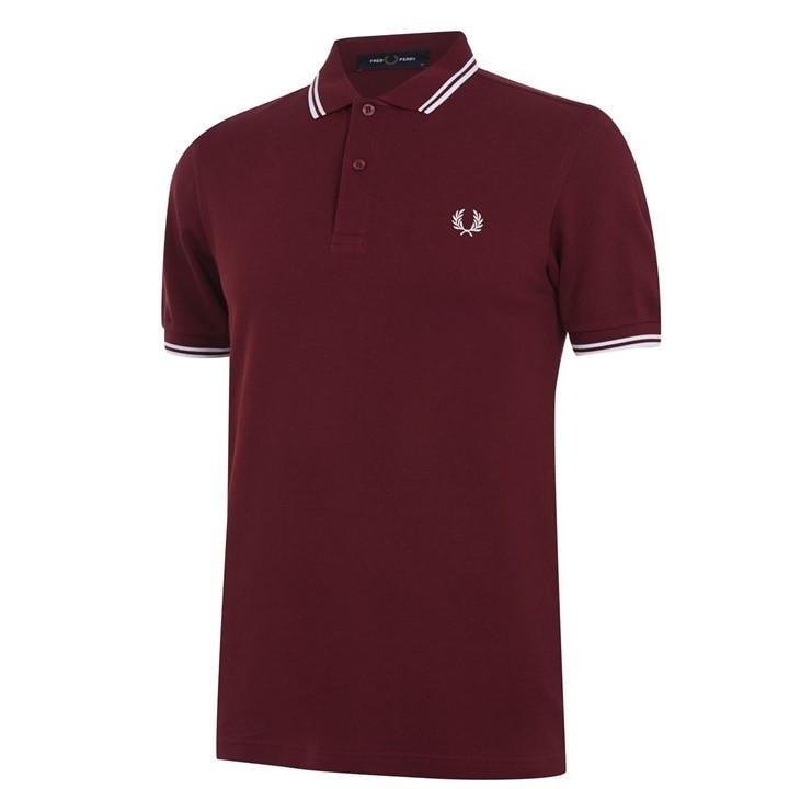 Fred Perry Short Sleeve Twin Tipped Polo Shirt In Red