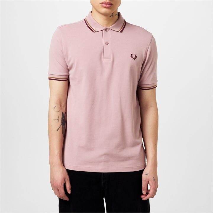Fred Perry Short Sleeve Twin Tipped Polo Shirt In Pink