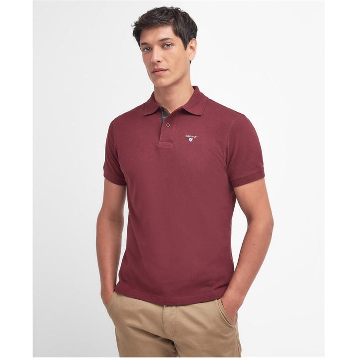 Barbour Tartan Pique Polo Shirt In Orange