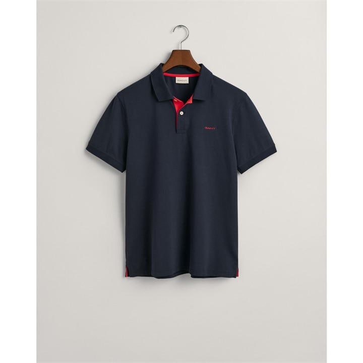 Gant Contrast Pique Polo Shir In Blue