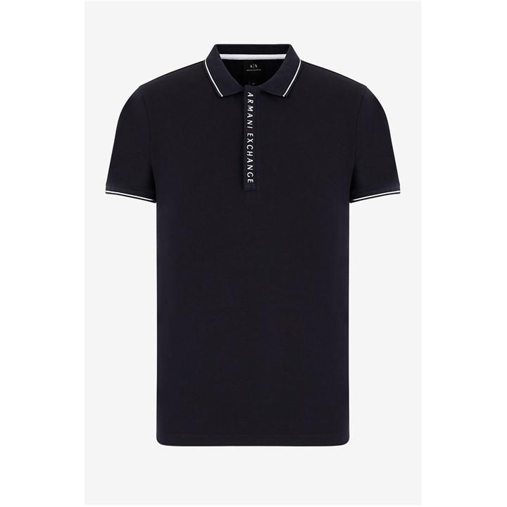 Armani Exchange Polo With Contrasting Logo In Cotton Spandex In Black