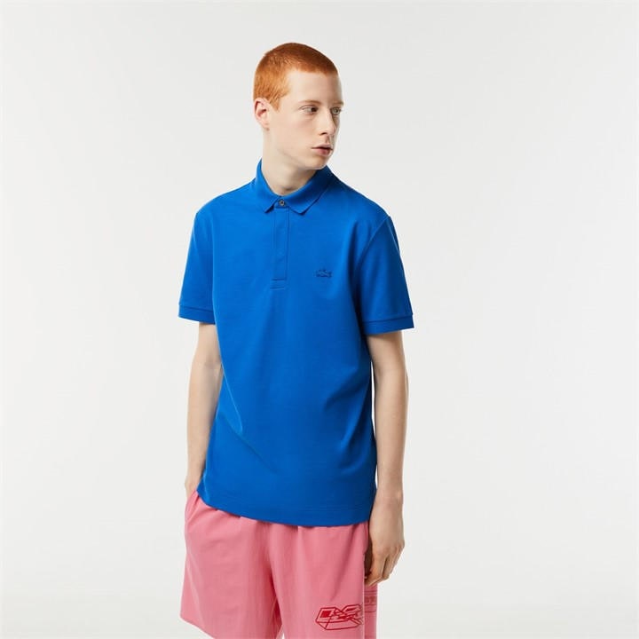 Lacoste Paris Stretch Pique Polo Shirt In Blue