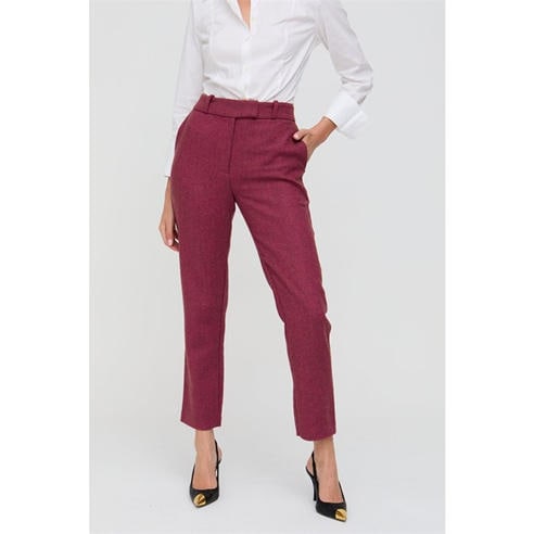 Lily and Lionel - Lily Pandora Tapered Herringbone Print Trouser In Pink