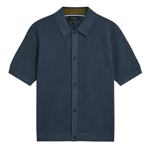 Ted Baker - Mens Diamond Crochet Knit Short Sleeve Shirt