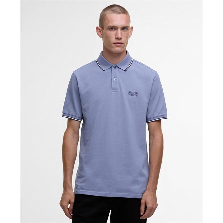 Barbour International Men's Blue Evan Tipped Short-Sleeved Polo Shirt Medium