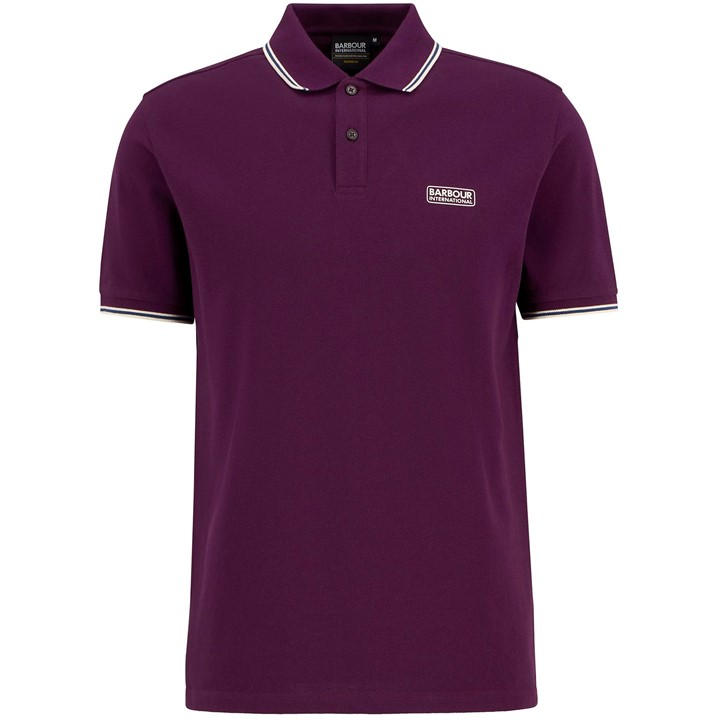 Barbour International Men's Purple Tipped Short Sleeve Polo Shirt
