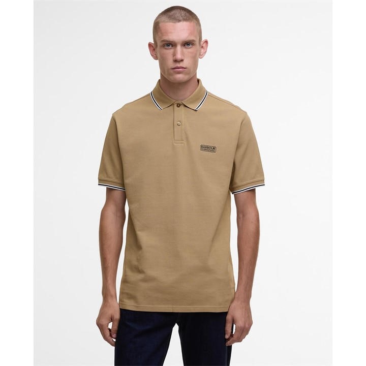 Barbour International Men's Beige Tipped Short Sleeve Polo Shirt Medium