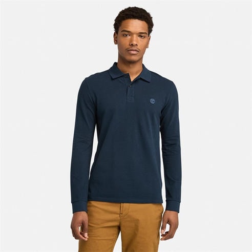 Timberland - Men's Millers River Pique Long Sleeve Polo Shirt