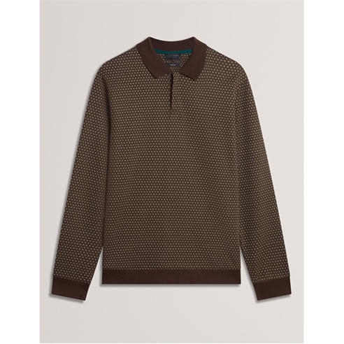 Ted Baker - Men's Jacquard Long Sleeve Polo Shirt