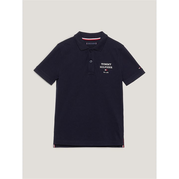 Tommy Hilfiger Boys Blue Logo Polo Short Sleeve Shirt Junior