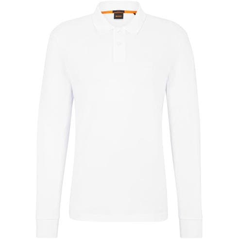 Boss - Mens BOSS ORANGE Passerby Premium Cotton Long Sleeve Polo Shirt with Logo Detail