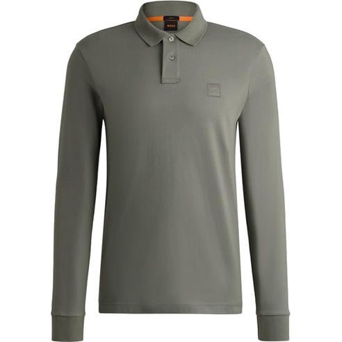 Boss - Mens BOSS ORANGE Passerby Premium Cotton Long Sleeve Polo Shirt with Logo Detail