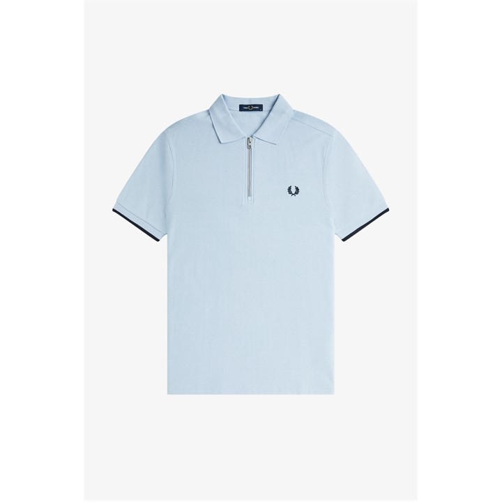 Fred Perry Men's Blue Crepe Zip Polo Shirt