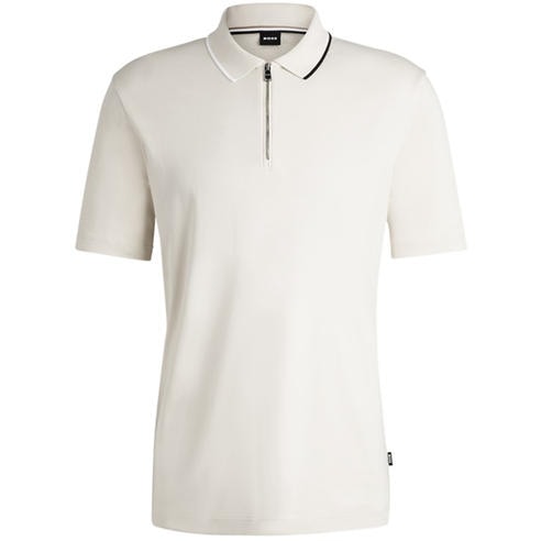 Boss - Men's Paras Quarter Zip Cotton Short Sleeve Polo Shirt