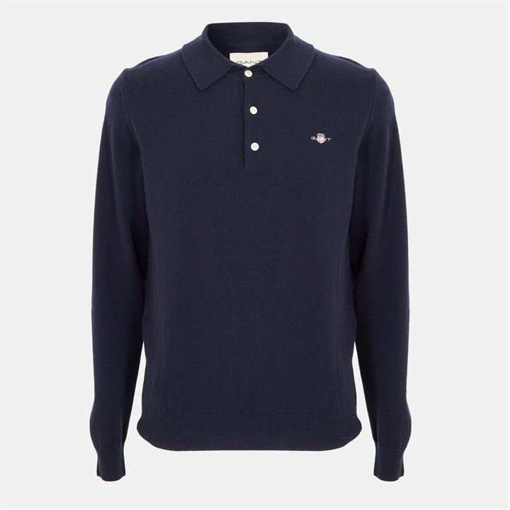 Gant Men's Blue Superfine Lambswool Polo Marine S