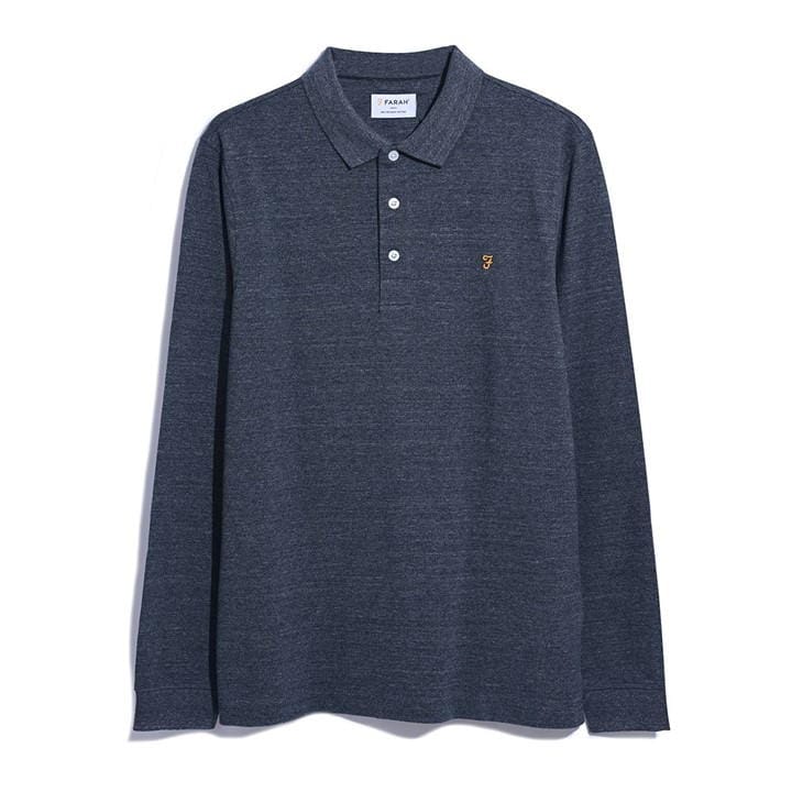 Farah Men's Grey Blns Ls Polo 2XL