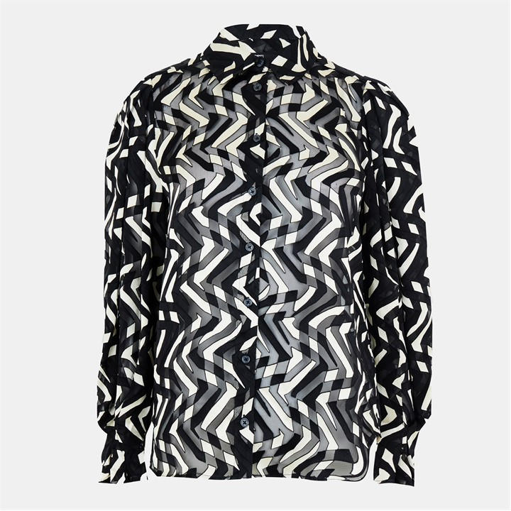 French Connection Women's Black Diandra Satin Devore Top Size 10