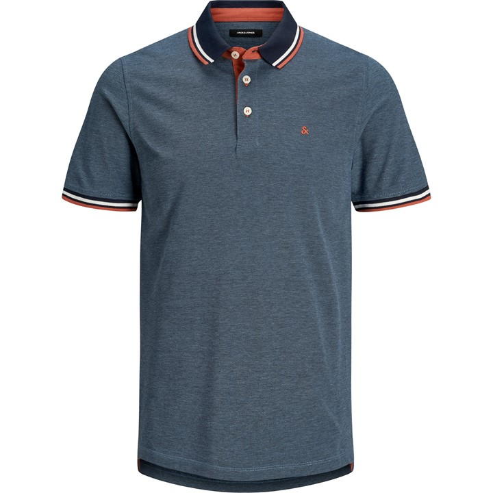 JACK & JONES PAULOS TIPPED PIQUE SHORT SLEEVE POLO SHIRT
