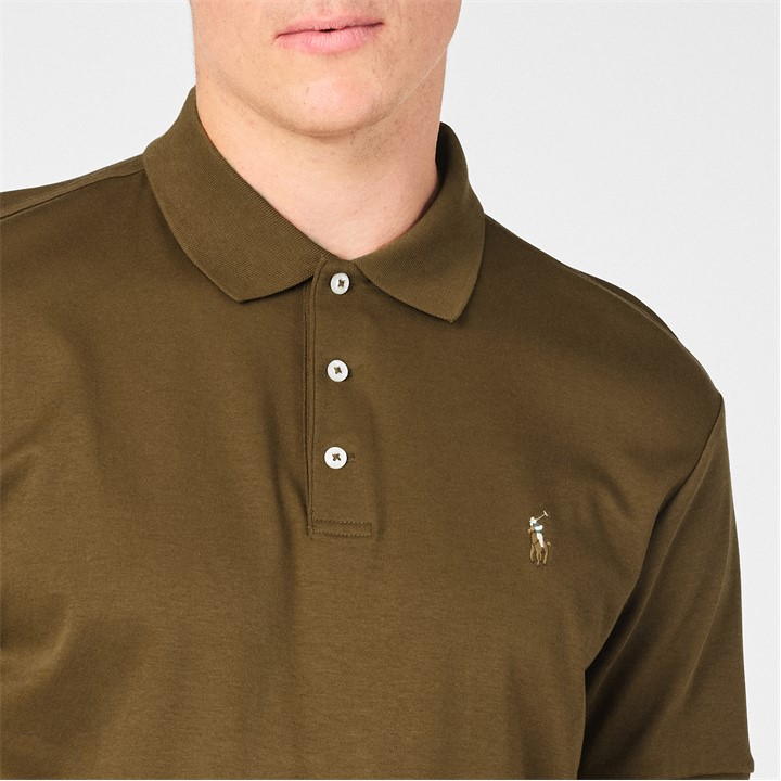 Nature Brown - POLO RALPH LAUREN - Men's Slim Fit Short Sleeve Polo Shirt
