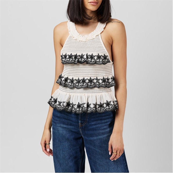 FRENCH CONNECTION LICITY EMBROIDERED TOP