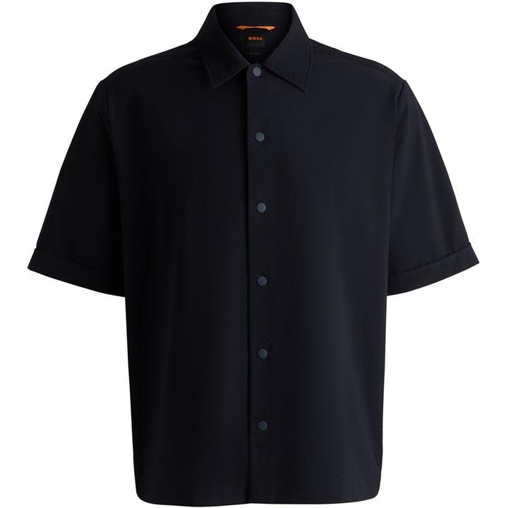 HUGO BOSS MEN'S LAPOULLY SEER PLAIN SHORT-SLEEVE SHIRT