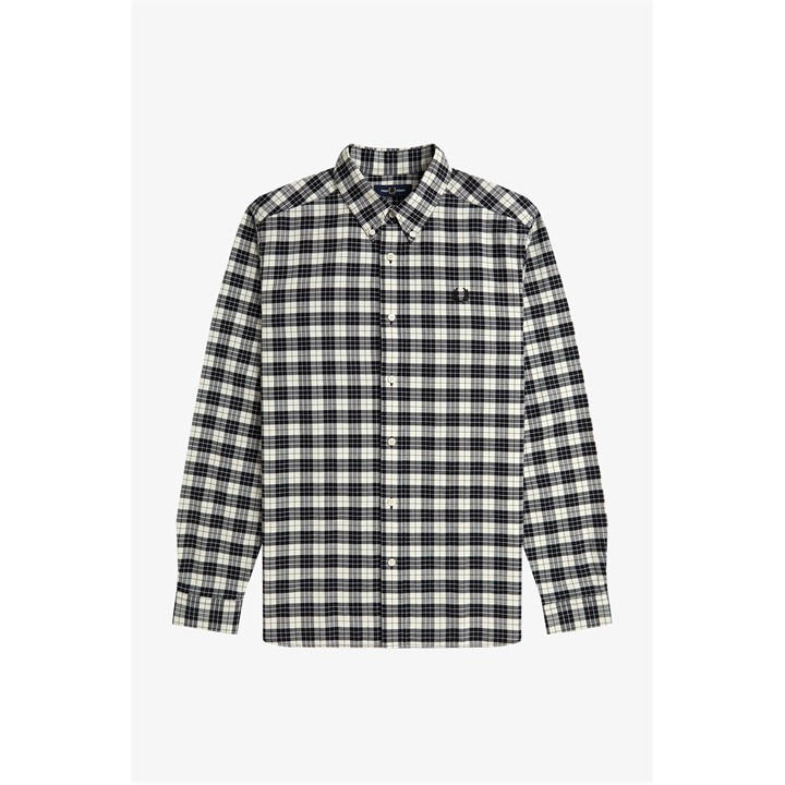 Fred Perry Men's White Fred Tartan Ox Shirt Sn54 Large