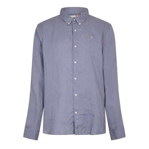 Timberland - Men's Mill Brook Linen Leaf Green Long-Sleeve Plain Shirt