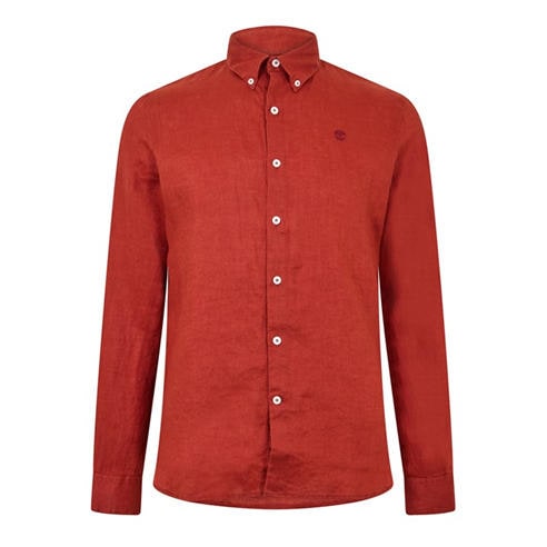 Timberland - Men's Mill Brook Linen Leaf Green Long-Sleeve Plain Shirt