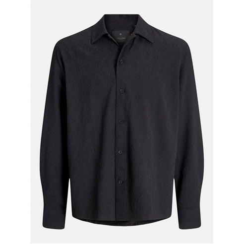 Jack and Jones - Men's Jacquard Long Sleeve Plain Shirt
