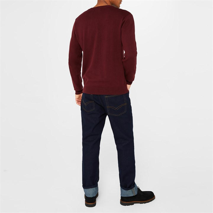 Pierre Cardin V Neck Knit Jumper Mens Burgundy Frasers