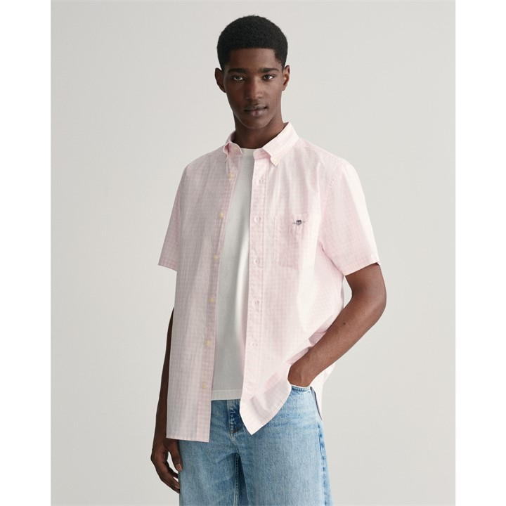 GANT REGULAR FIT CLASSIC GINGHAM POPLIN SHORT SLEEVE SHIR