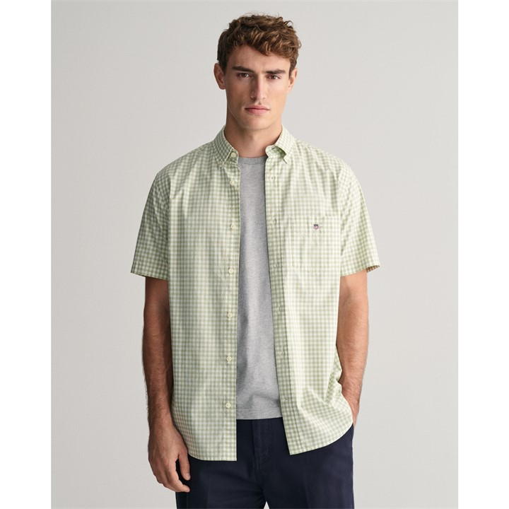 GANT REGULAR FIT CLASSIC GINGHAM POPLIN SHORT SLEEVE SHIR