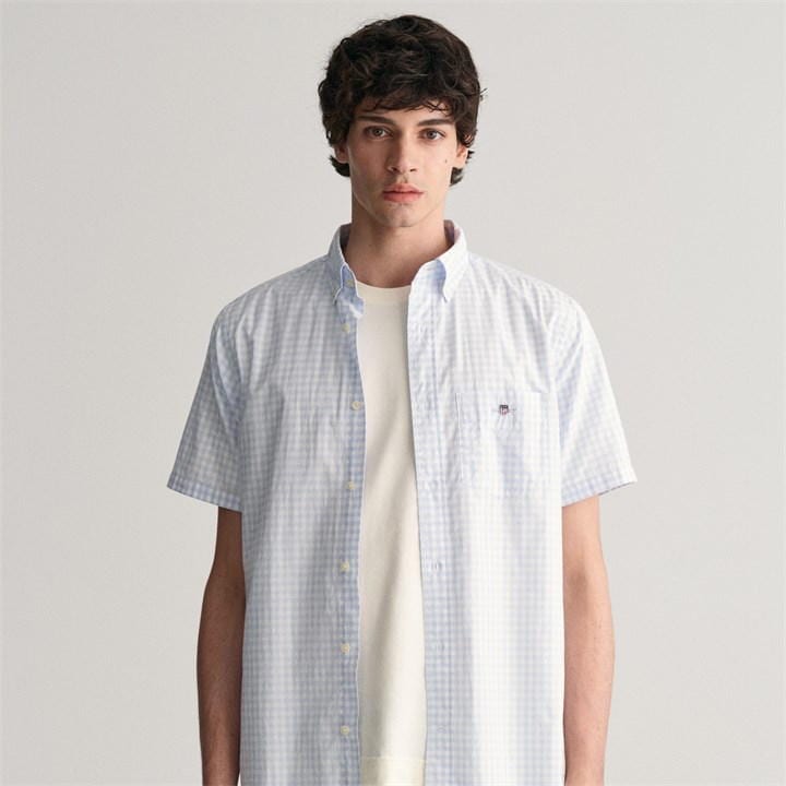 GANT REGULAR FIT CLASSIC GINGHAM POPLIN SHORT SLEEVE SHIR