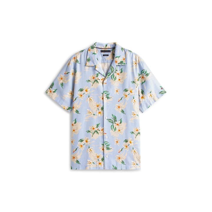 Tommy Hilfiger Men's Blue Tommy Floral Shirt Large