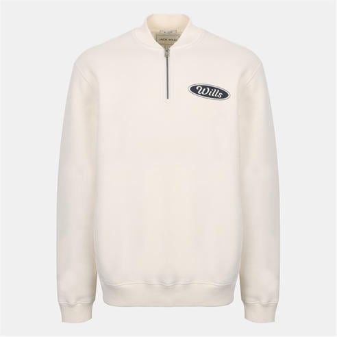 Jack Wills - Men's Americano Cotton Long Sleeve Oversized Fit 1/4 Zip Fleece