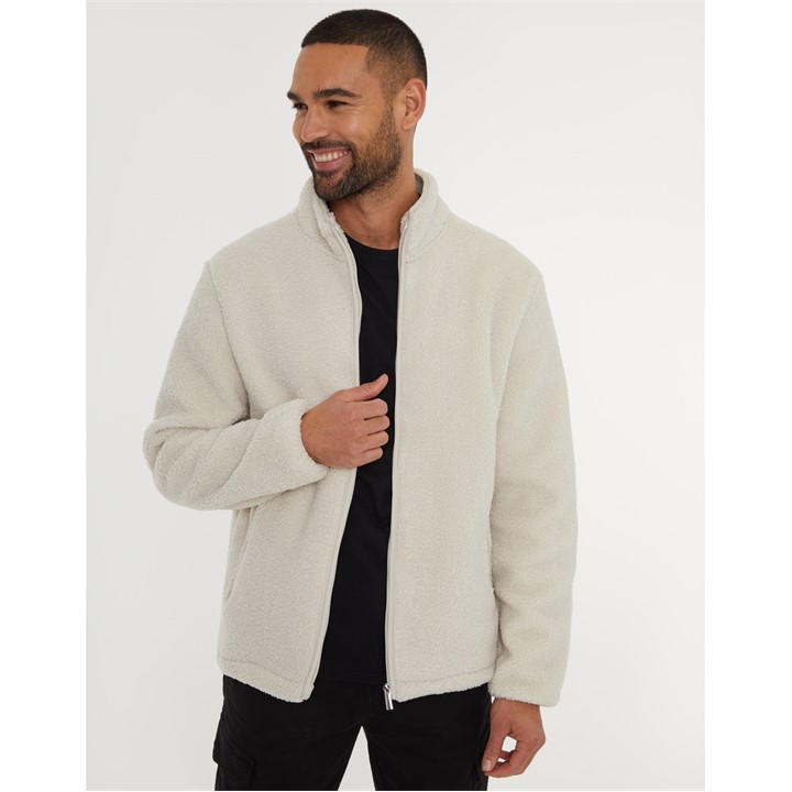 THREADBARE ZIP THROUGH BORG TOP MENS