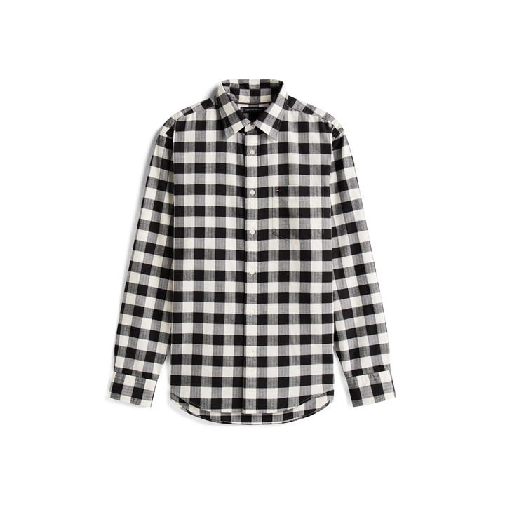 Tommy Hilfiger Men's Black Buffalo Check Long-Sleeve Patterned Shirt