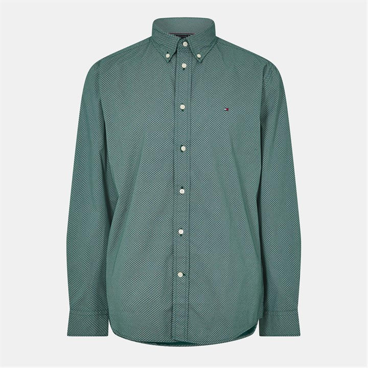 Tommy Hilfiger Men's Green Tommy Ls Poplinprint Sn54 Medium