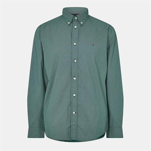 Tommy Hilfiger - Men's Long-Sleeve Poplin Print Patterned Shirt