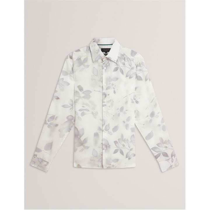Ted Baker Men's White Ted Leaf Print Shirt Sn54 Small