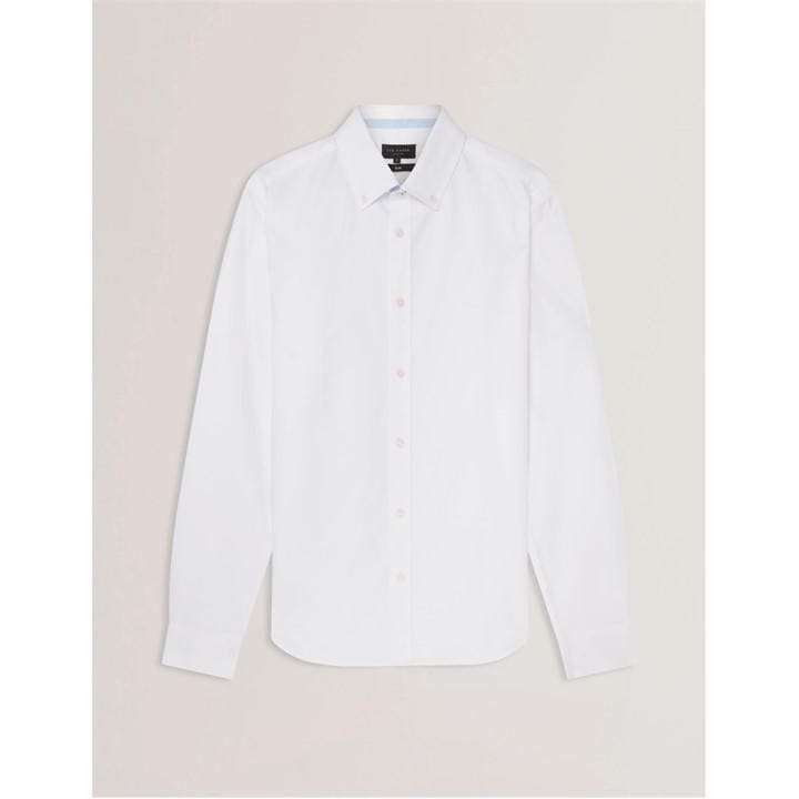 Ted Baker Men's White Long-Sleeve Oxford Plain Shirt