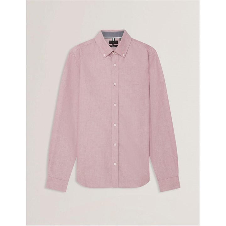 Ted Baker Men's Red Long-Sleeve Oxford Plain Shirt