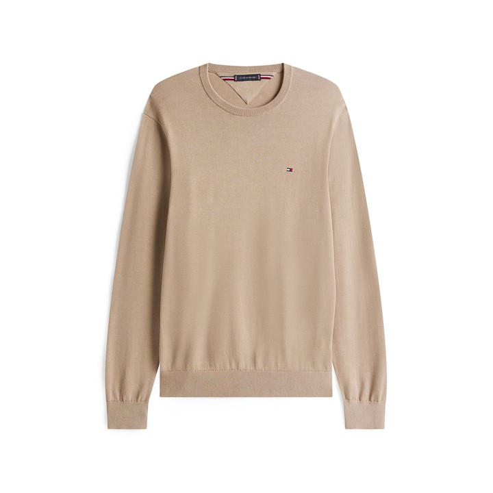 Tommy Hilfiger Men's Beige Crew Neck Jumper Small