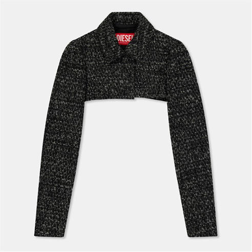 DIESEL - Women's G-Anne Bouclv© Tweed Long Sleeve Ultra-Cropped Blazer
